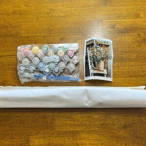 Colorworks DIY Paint By Numbers 16x20 Canvas Kit Wild Flowers Pot Chair NEW